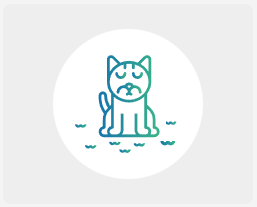 Blue and green dull or dry coat icon for cats.