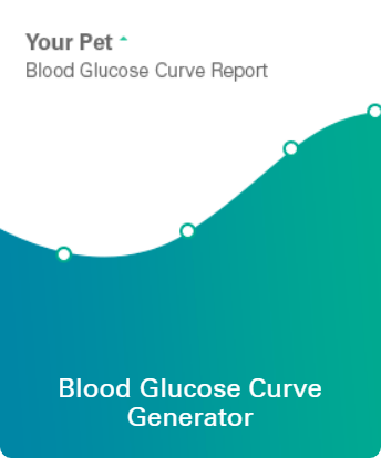 Blue and green curve chart depicting a pet's blood glucose curve.