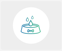 Blue and green dog water bowl icon.