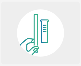 Hand comparing test strip to chart icon.