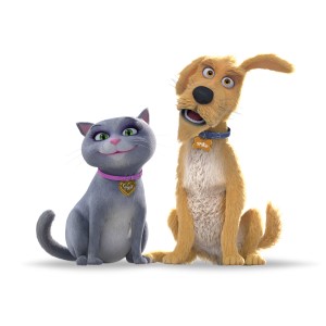 Animated Spike and Sugar sitting side by side