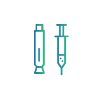 Two blue and green syringes representing two ways to administer insulin.